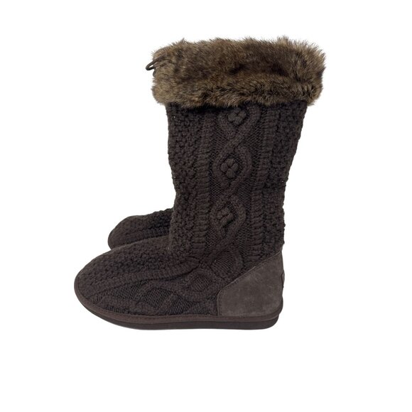 L.L. Bean Womens Cable Knit Faux Fur Lined Slipper Boots Size‎ 11M - Picture 1 of 7